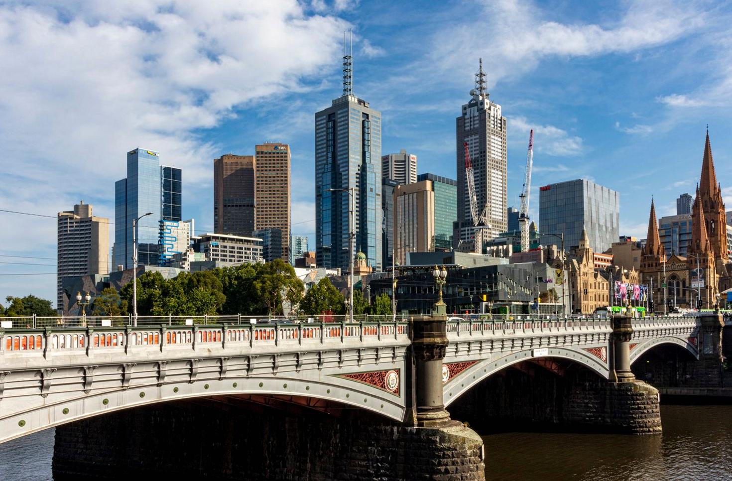 Melbourne CBD skyline near Collins Street